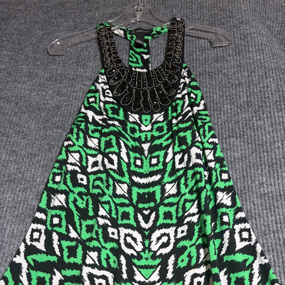 INC International Concepts Womens Dress Green Geometric Beaded Halter Top M